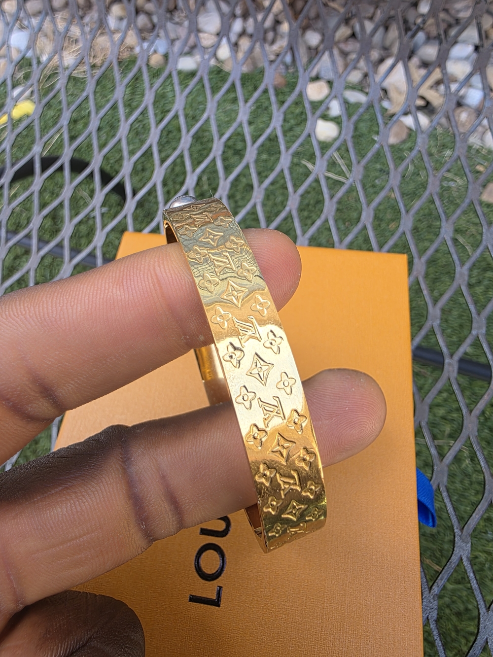 Louis Vuitton Gold Monogram Bangle Bracelet
